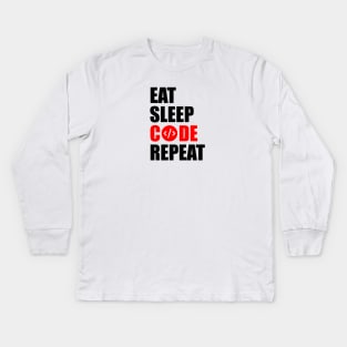 Eat sleep code repeat Kids Long Sleeve T-Shirt